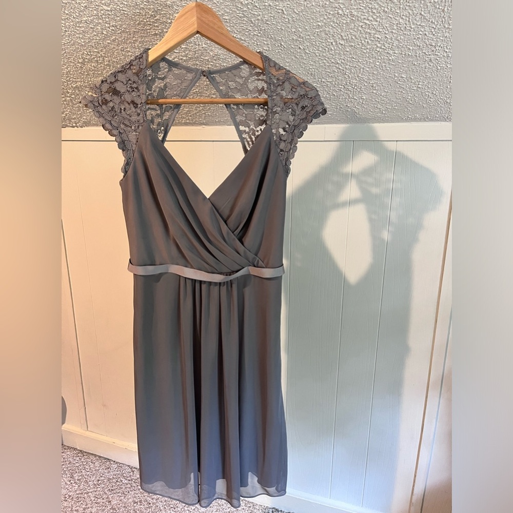 David’s Bridal Grey bridesmaids dress size 4
